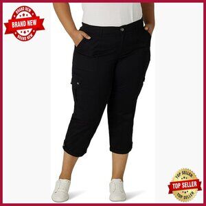 Plus Size Relaxed Fit Cargo Capri Pants with Flex Waistband
